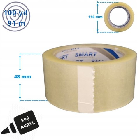 Taśma pakowa Smart bezbarwny szer. 48 mm dł. 91 m 36 szt. Taśma pakowa Smart bezbarwny szer. 48 mm dł. 91 m 36 szt.